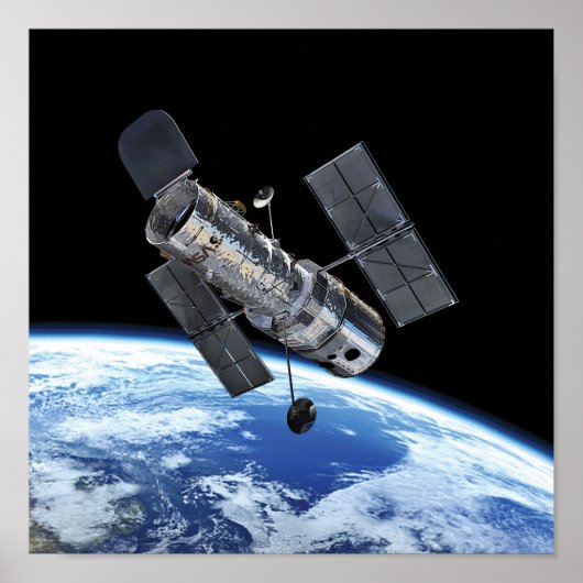 地球軌道上のハッブル宇宙望遠鏡 NASA公式写真 ポスター (正面)