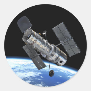地球軌道上のハッブル宇宙望遠鏡 NASA公式写真 ラウンドシール