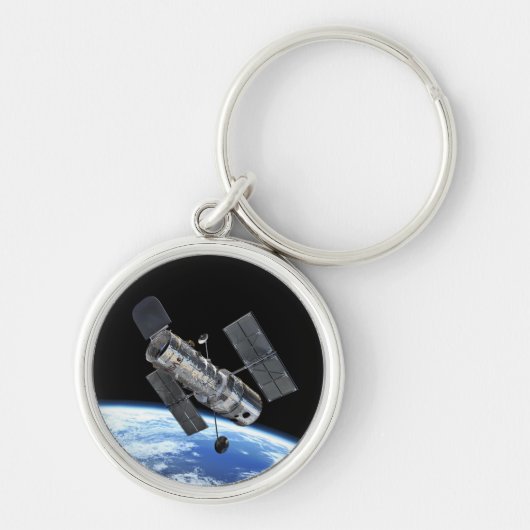 地球軌道上のハッブル宇宙望遠鏡 NASA写真 キーホルダー (正面)