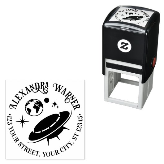 地球飛んでいる名住所の近くのソーサー宇宙船 セルフインキングスタンプ (インサイチュ)