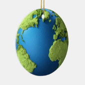 地球3dは白い背景で隔離されて描写します セラミックオーナメント (右)