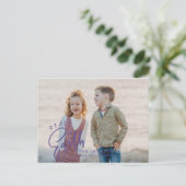 地球|の紫色|のクリスマスの休日の写真の平和 ポストカード (スタンド正面)