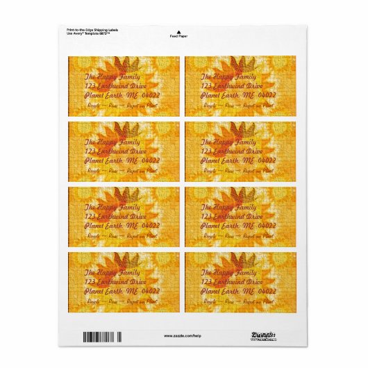 地球（オレンジ） ラベル (フルシート)