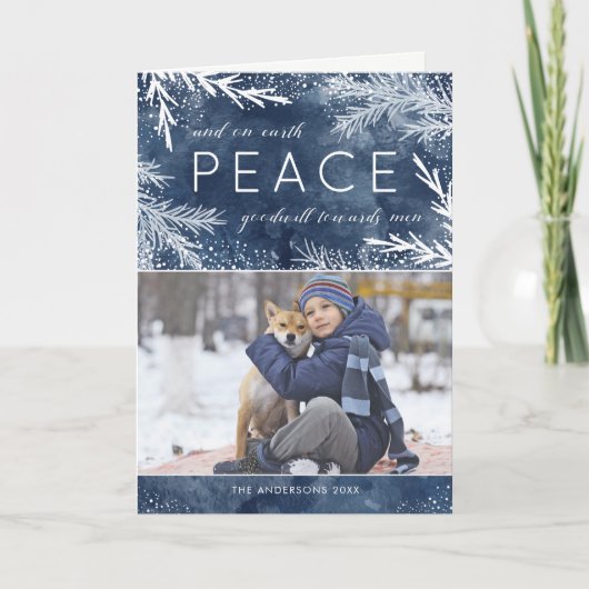 地球-クリスマスの写真の挨拶状の平和 シーズンカード (正面)