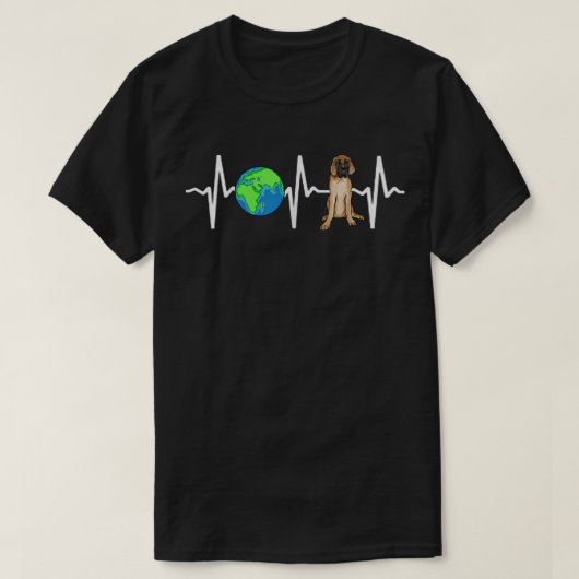 地球 グローブ マスティフ ハートビート 犬愛好家 Tシャツ (デザイン正面)