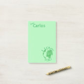 地球、スケッチ、緑が大好きパーソナライズされた ポストイット (デスク上)