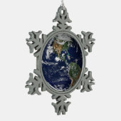 地球 スノーフレークピューターオーナメント (左)