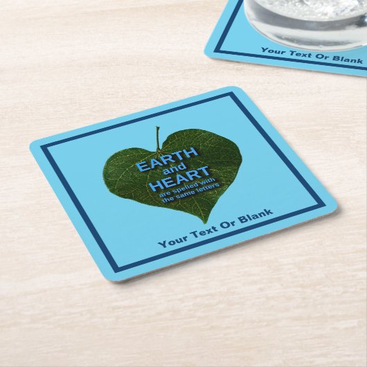 地球 – ハートアナグラム スクエアペーパーコースター (アングル)