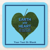 地球 – ハートアナグラム スクエアペーパーコースター (正面)