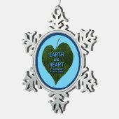 地球 – ハートアナグラム スノーフレークピューターオーナメント (右)