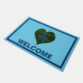 地球 – ハートアナグラム ドアマット (アングル)