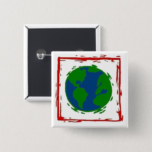 "地球"ボタン 缶バッジ (正面&裏面)