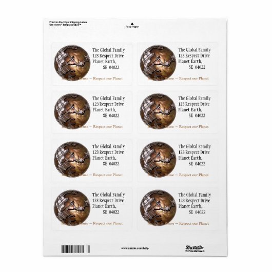 地球 ラベル (フルシート)