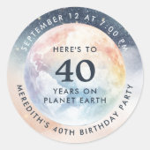 地球 40歳 誕生日 ラウンドシール (正面)