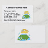 地球globe.pngの漫画のスクールバス 名刺 (正面/裏面)