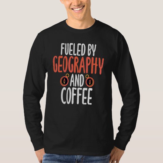 地理とコーヒー先生地理学者によって推進される Tシャツ (正面)