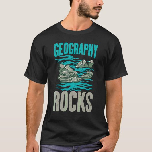 地理ロックス先生地理学者 Tシャツ (正面)