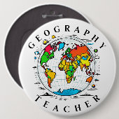 地理先生ラウンドバッジカラフルングローブ 缶バッジ (正面&裏面)