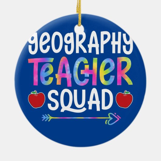 地理先生分隊の最初の日学校のネクタイ セラミックオーナメント (裏面)