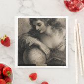 地理女性ポートレートグローブヴィンテージ版木、銅版、版画 (インサイチュ)