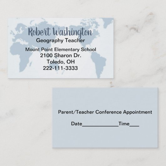 地理学の先生の名刺 予約カード (正面/裏面)