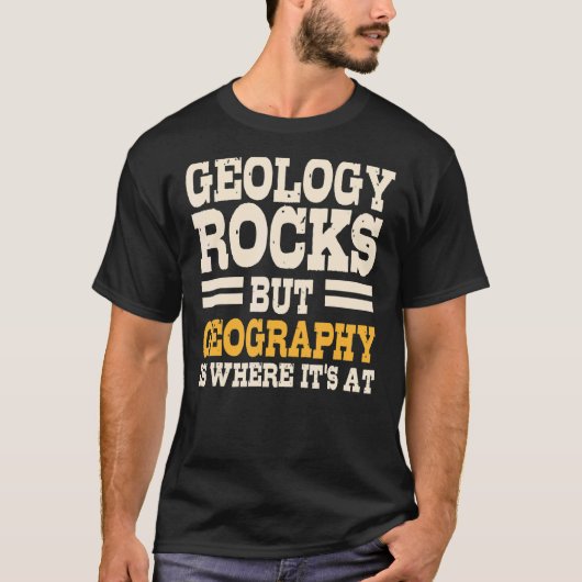 地理学者の地図地理世界地図ジオログ Tシャツ (正面)
