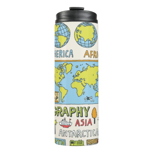 地理手書き。ヴィンテージイラストレーション。  タンブラー (正面)