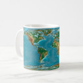 地理的な世界地図 コーヒーマグカップ (正面左)