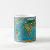 地理的な世界地図 コーヒーマグカップ (中央)