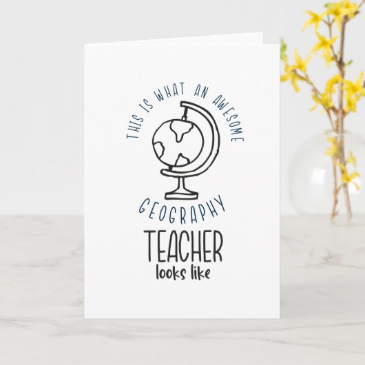 地理素晴らし先生アースグローブスクールおもしろい カード (黄色い花)