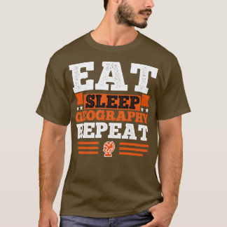 地理食べ睡眠 Tシャツ