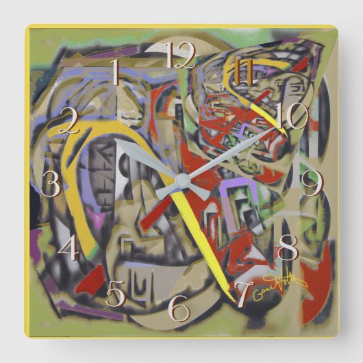 地理   後方時計 スクエア壁時計 (正面)