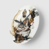 地色の仏像 ラウンド壁時計 (傾斜)