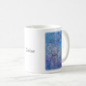 地蔵菩薩調停アート 青と紫のカスタムネーム コーヒーマグカップ (正面右)