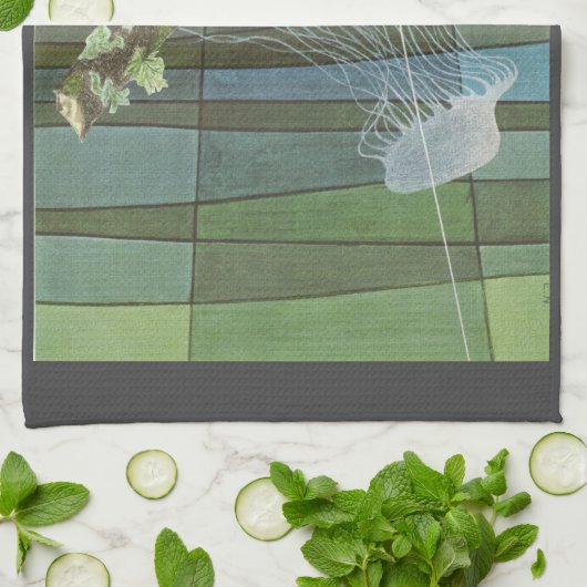 地衣くらげ- キッチンタオル (折り畳み)