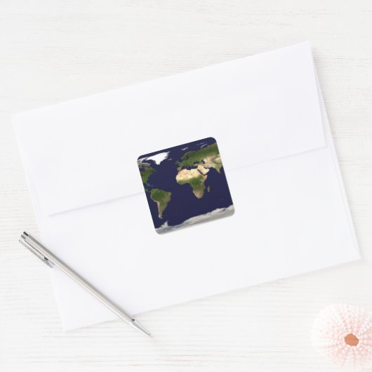 地表面、浅瀬、および陰影の地形図 スクエアシール (封筒)