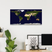 地表面、浅瀬、および陰影の地形図 ポスター (ホームオフィス)