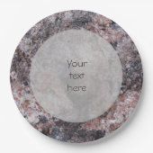 地質ピンキッシュロックテクスチャ任意文字 ペーパープレート (正面)