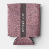 地質ピンクロックテクスチャ(名前あり) 缶クーラー (正面)