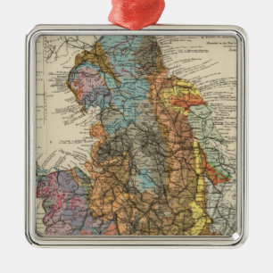 地質地図イギリス、ウェールズ メタルオーナメント