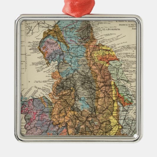 地質地図イギリス、ウェールズ メタルオーナメント (正面)