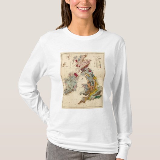 地質地図、イギリス諸島 Tシャツ (正面)