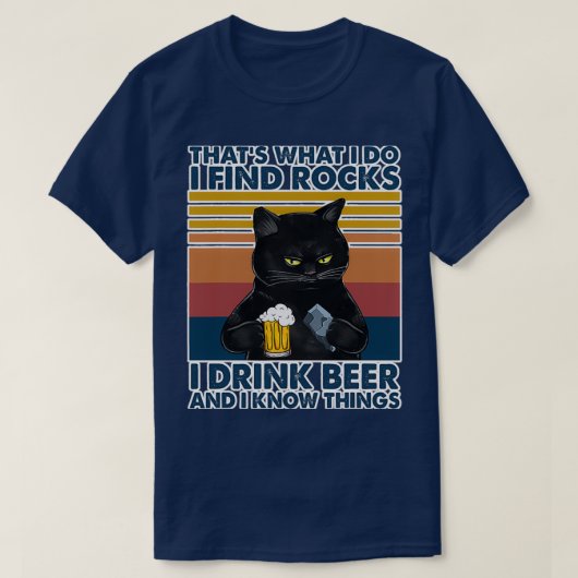 地質地質地質学者ロックスがビール猫を飲む Tシャツ (デザイン正面)
