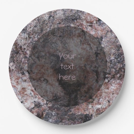 地質学のピンクがかった石の質文字 ペーパープレート (正面)