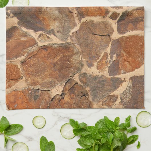 地質学の石塀の構造の写真の暖かい金 キッチンタオル (折り畳み)