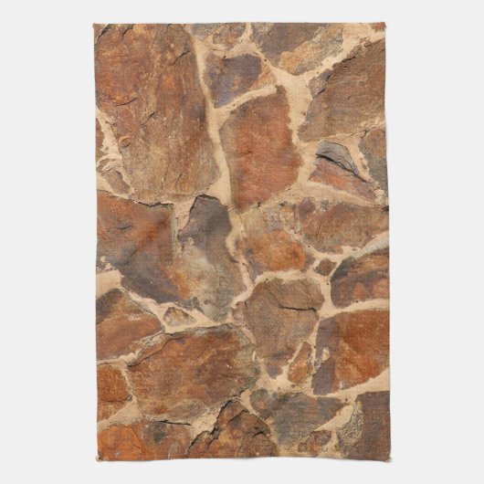 地質学の石塀の構造の写真の暖かい金 キッチンタオル (縦)