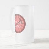 地質学の石! ハンマーのバッジ フロストグラスビールジョッキ (正面左)