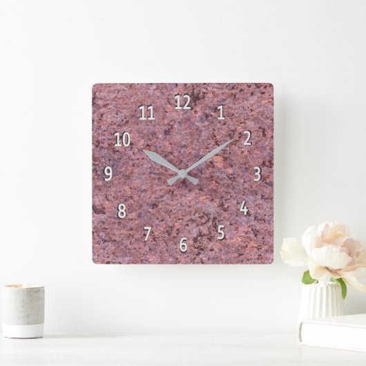 地質学の自然の写真のピンクの石の質 スクエア壁時計 (ホーム)