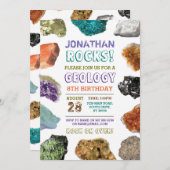 地質学の誕生会は宝石の水晶の招待を揺すります 招待状 (正面/裏面)