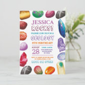 地質学の誕生日パーティー 岩 石 結晶 招待状 (スタンド正面)
